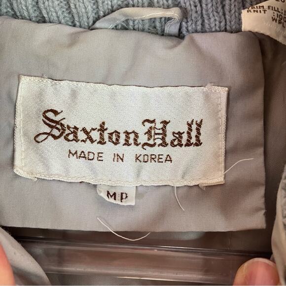 Saxton Hall | Vintage Down Feather Women's Light Gray Hooded Puffy Coat M Petite - Picture 3 of 10